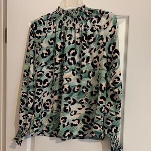 Nine West Leopard Print Blouse - Green and Black